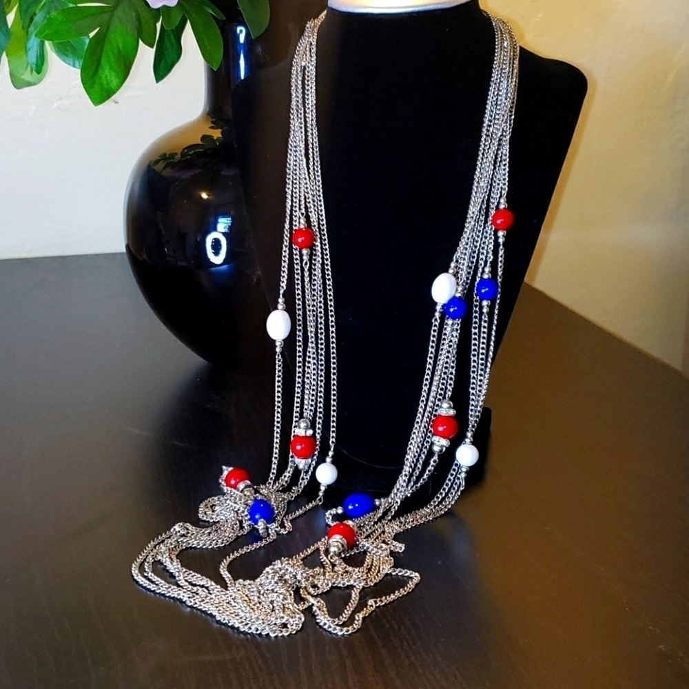 Silver chain long necklace